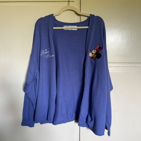 Disney Purple Minnie Mouse Embroidered Knit Cardigan Plus Size 2X - Picture 2 of 11